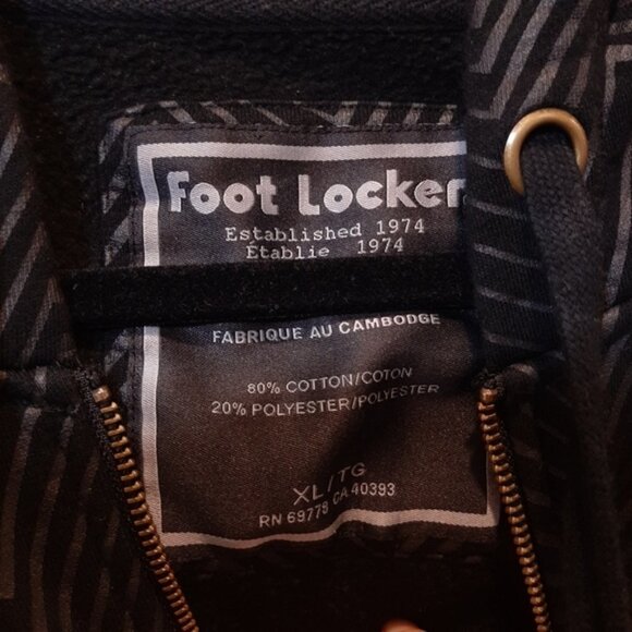 Foot Locker Zip Front Sweatshirt Jacket Hoodie Fleece Lined Athletic Black - Picture 8 of 14